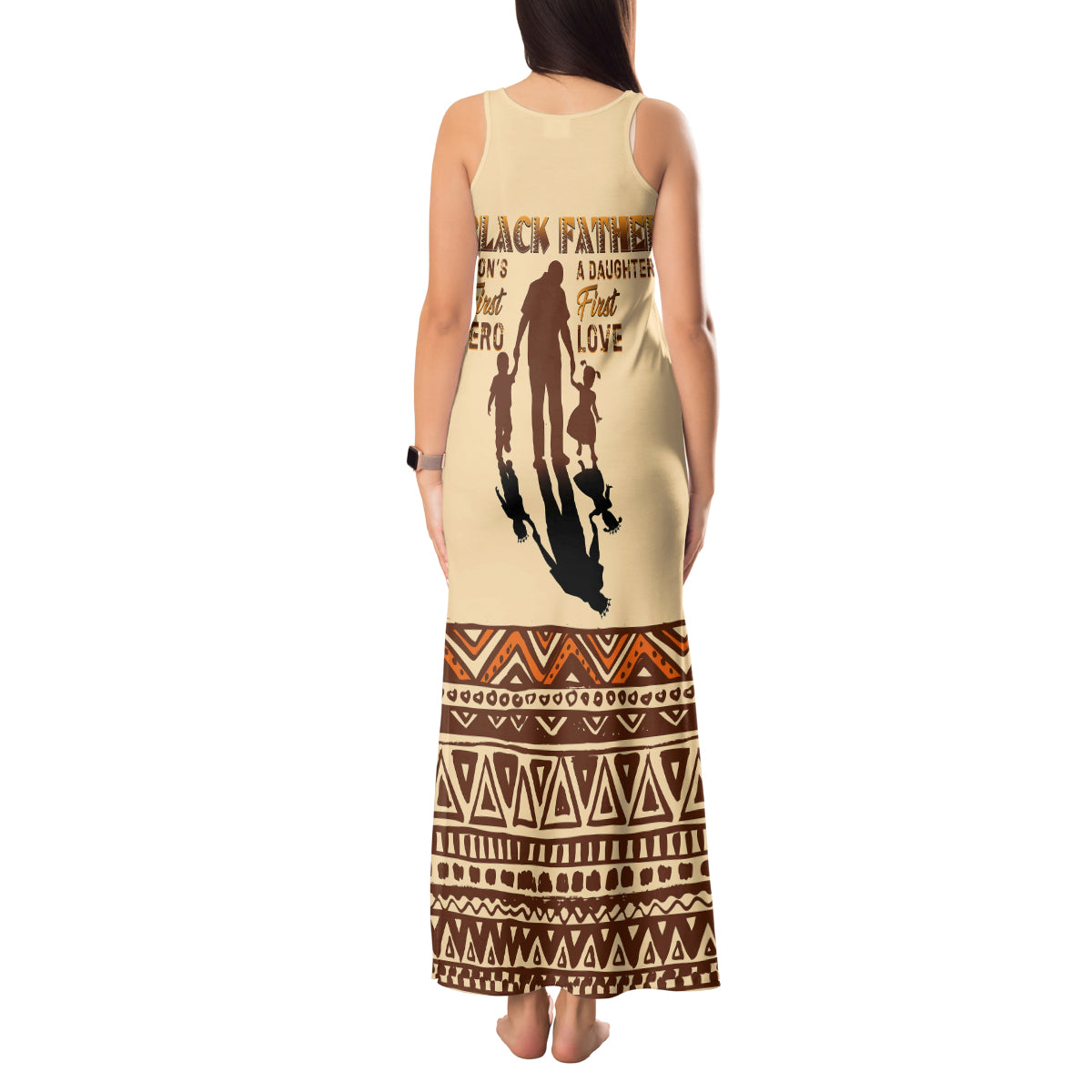 Black Father Tank Maxi Dress African Father with Son and Daughter - Wonder Print Shop
