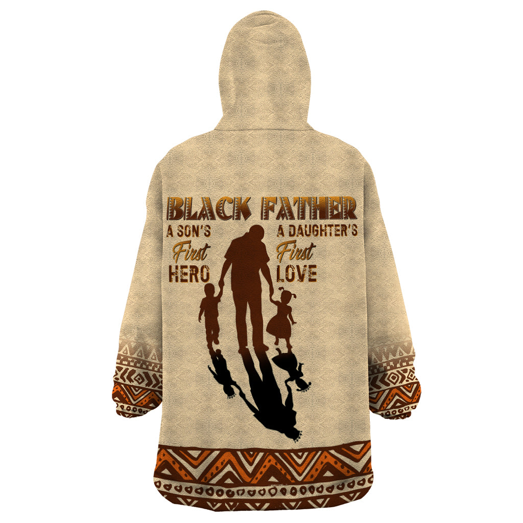 Black Father Wearable Blanket Hoodie African Father with Son and Daughter - Wonder Print Shop