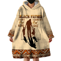 Black Father Wearable Blanket Hoodie African Father with Son and Daughter - Wonder Print Shop