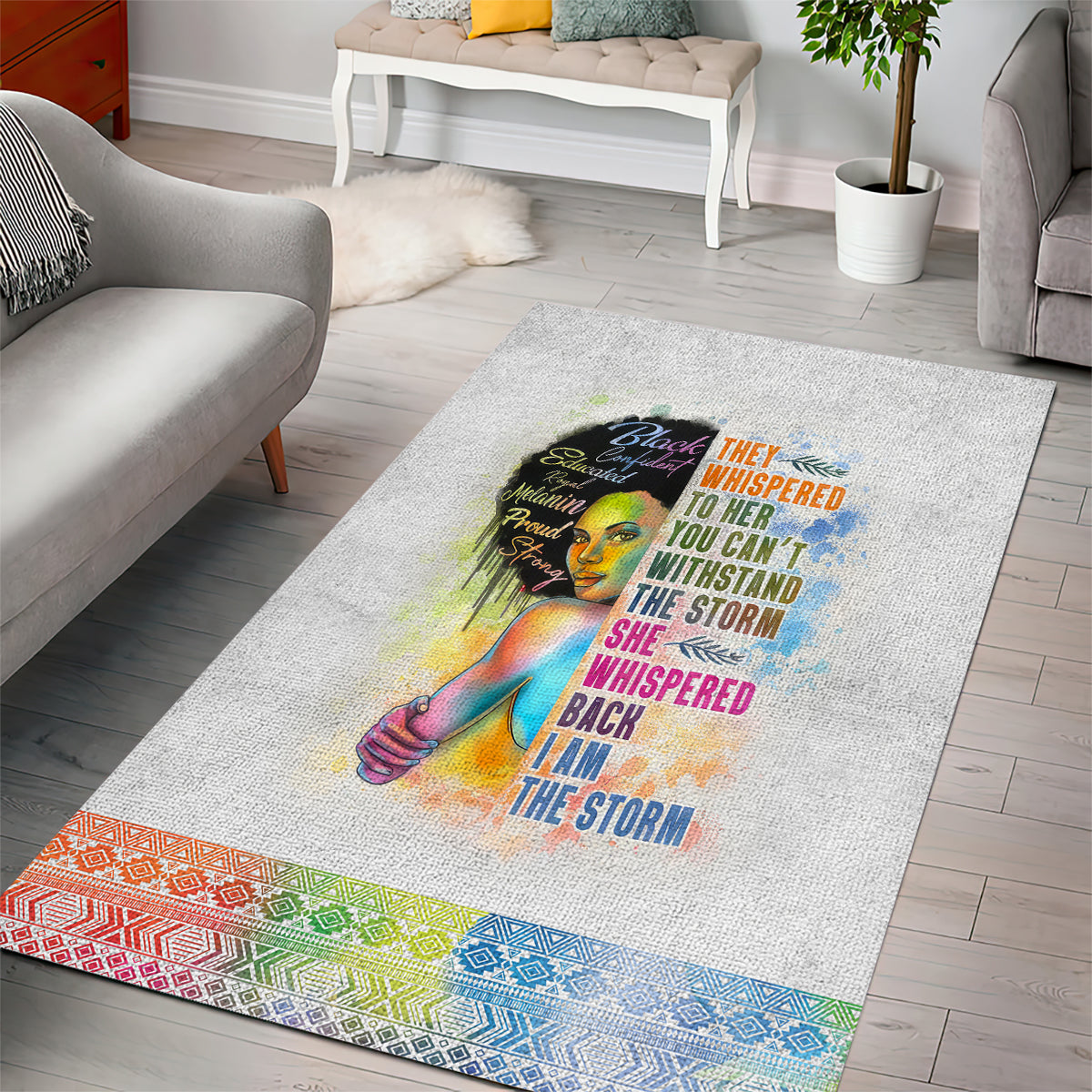 Black Girl I Am The Storm Area Rug African American Women - Wonder Print Shop