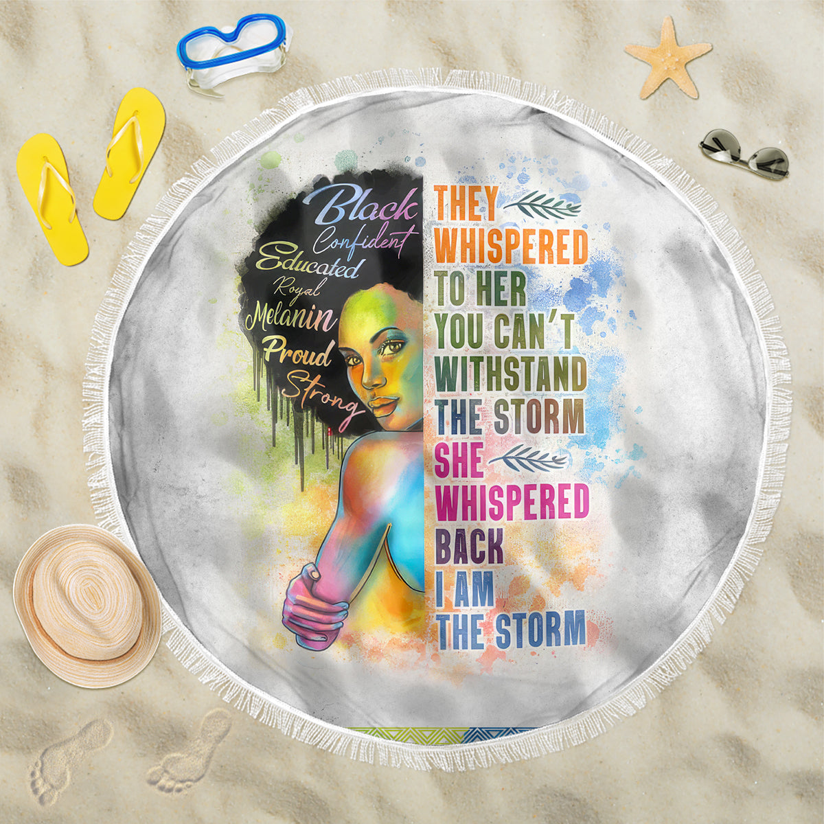 Black Girl I Am The Storm Beach Blanket African American Women - Wonder Print Shop