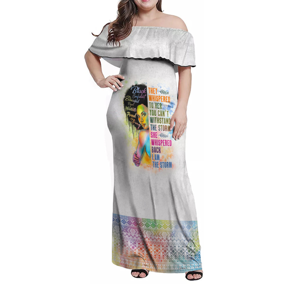 Black Girl I Am The Storm Family Matching Off Shoulder Maxi Dress and Hawaiian Shirt African American Women - Wonder Print Shop