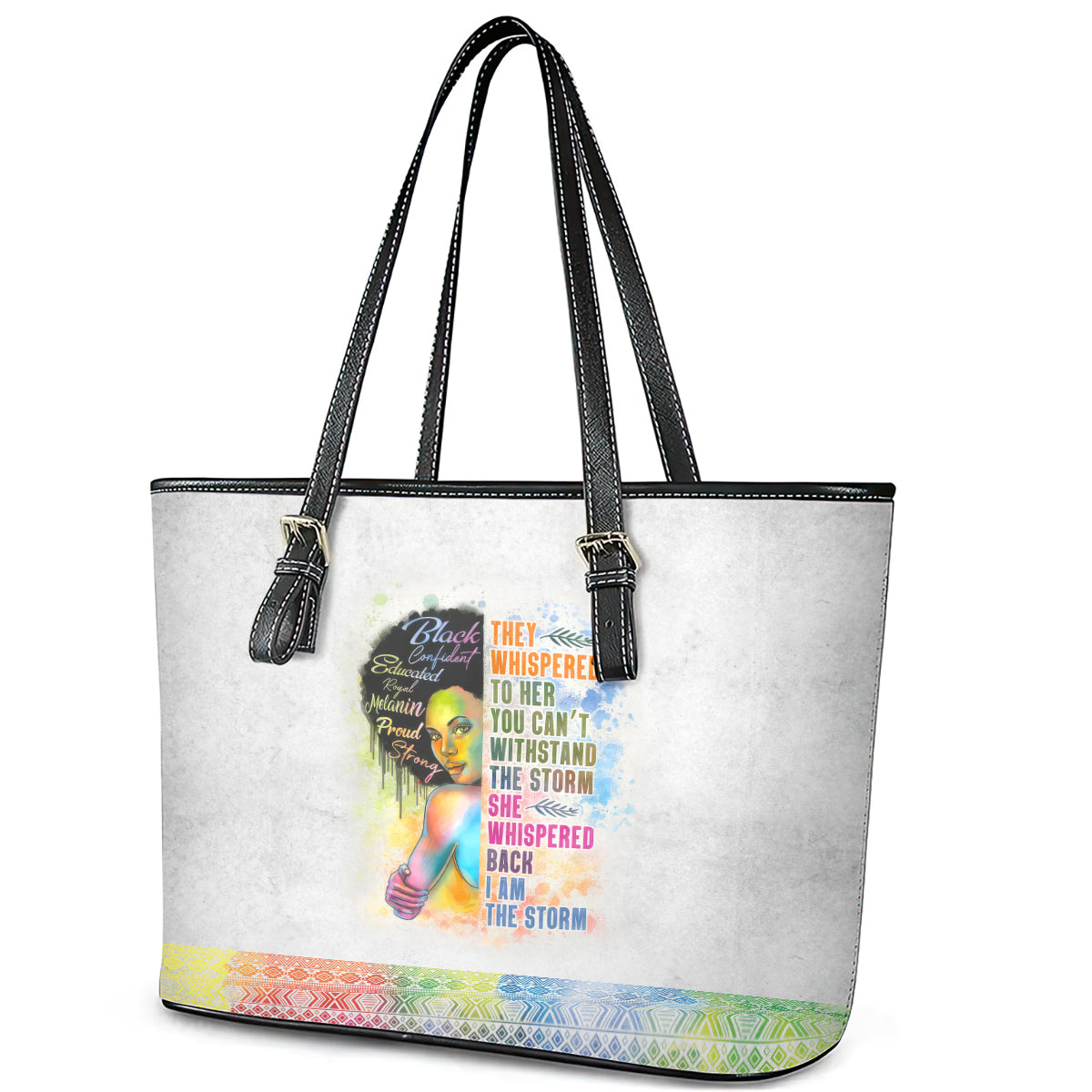 Black Girl I Am The Storm Leather Tote Bag African American Women - Wonder Print Shop