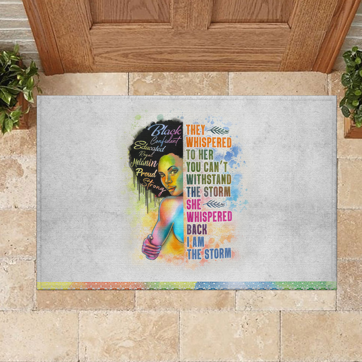Black Girl I Am The Storm Rubber Doormat African American Women - Wonder Print Shop