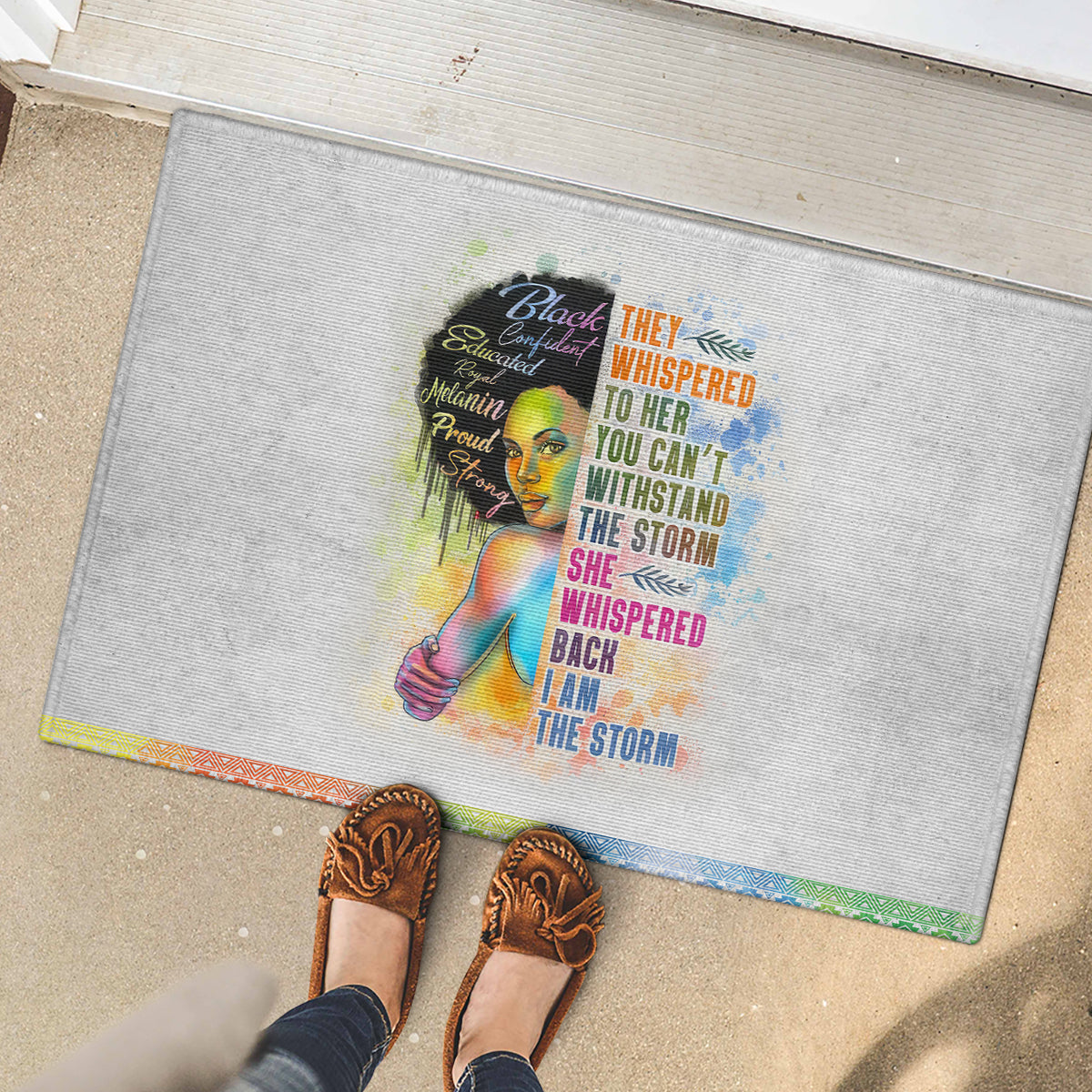 Black Girl I Am The Storm Rubber Doormat African American Women - Wonder Print Shop