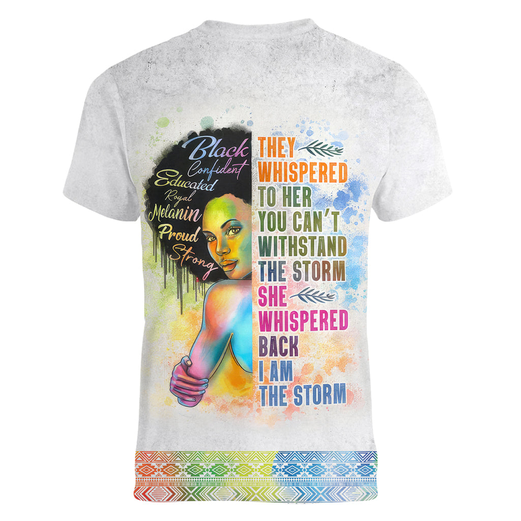 Black Girl I Am The Storm Women V Neck T Shirt African American Women - Wonder Print Shop