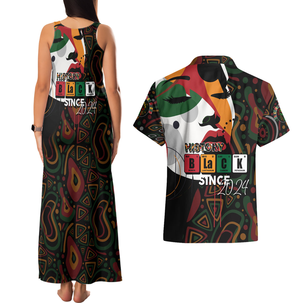 Personalized Black History Month Couples Matching Tank Maxi Dress and Hawaiian Shirt Since 2024 Chemistry Style - Wonder Print Shop