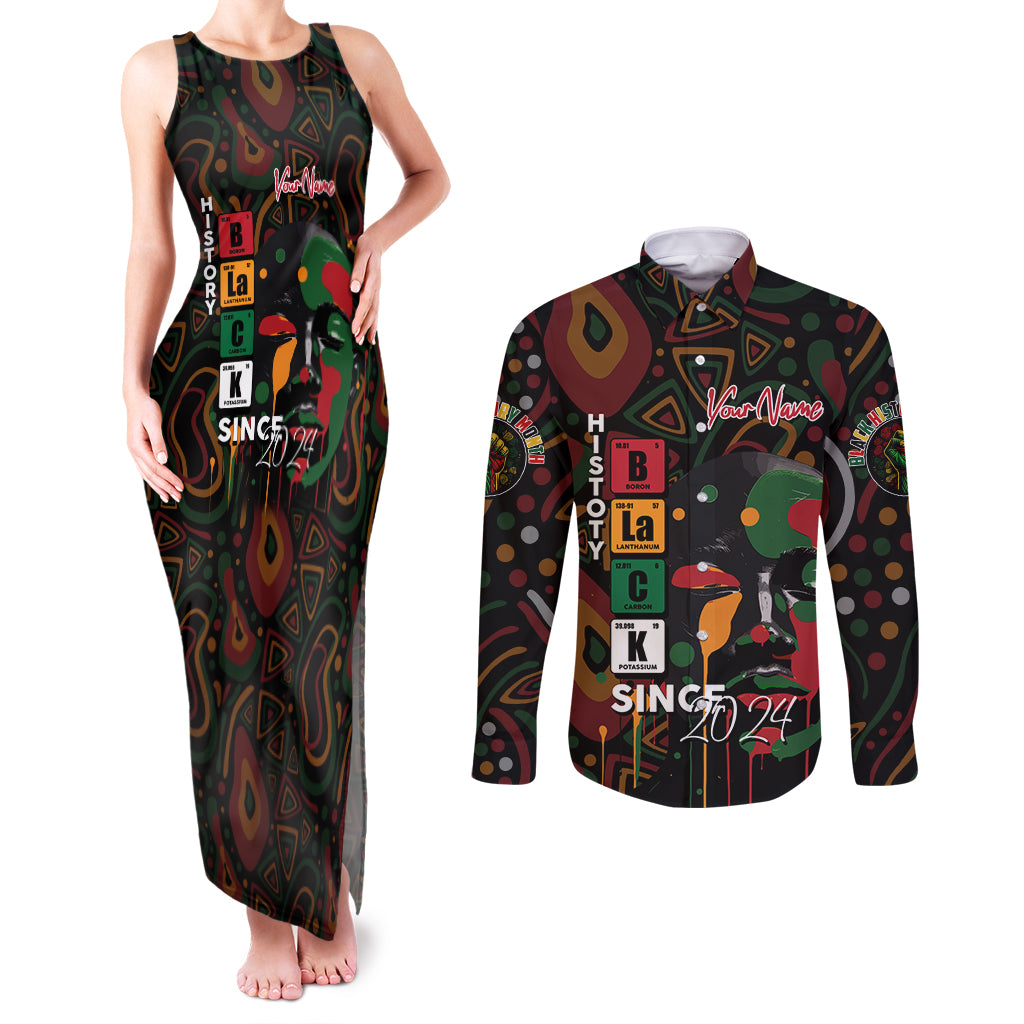 Personalized Black History Month Couples Matching Tank Maxi Dress and Long Sleeve Button Shirt Since 2024 Chemistry Style - Wonder Print Shop