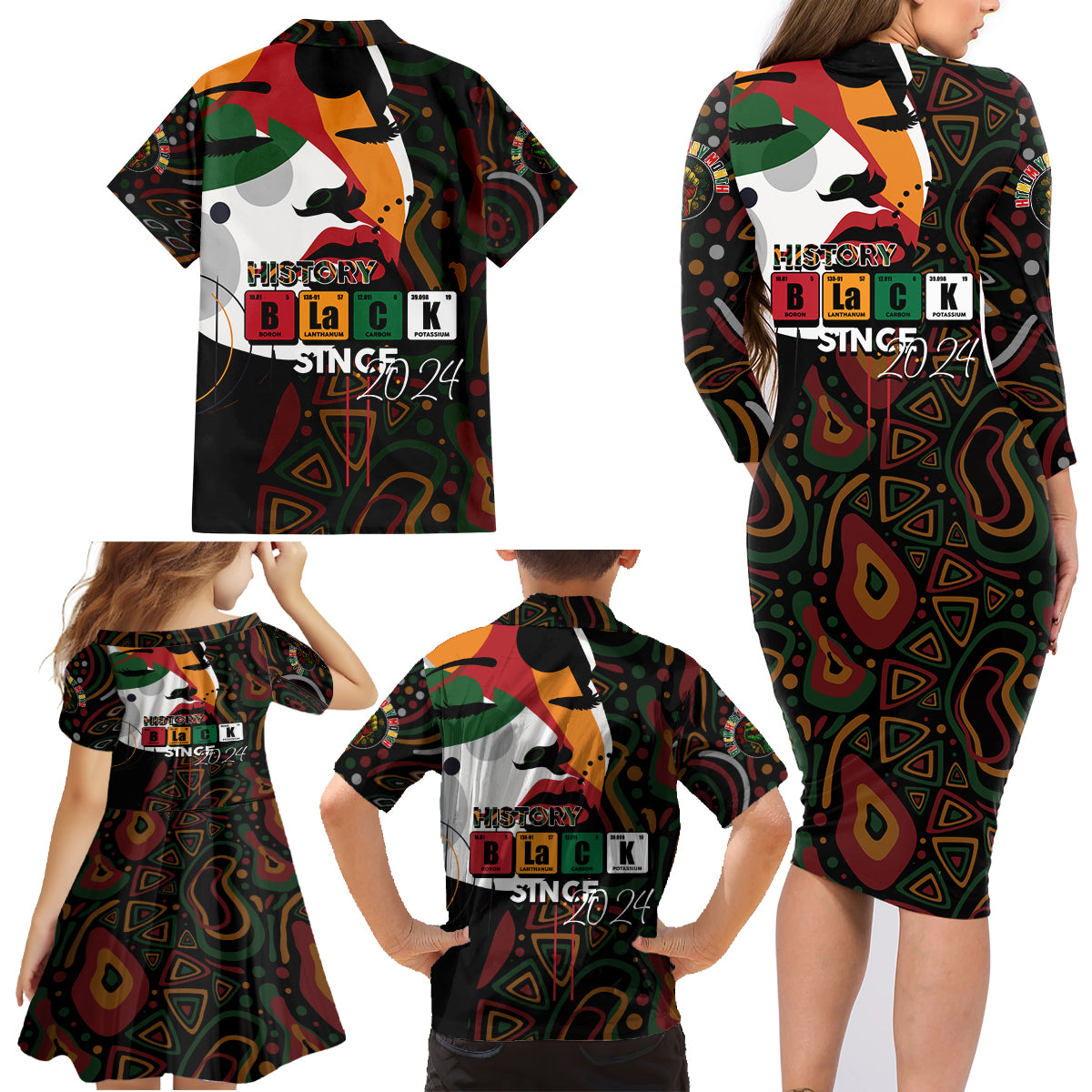 Personalized Black History Month Family Matching Long Sleeve Bodycon Dress and Hawaiian Shirt Since 2024 Chemistry Style - Wonder Print Shop