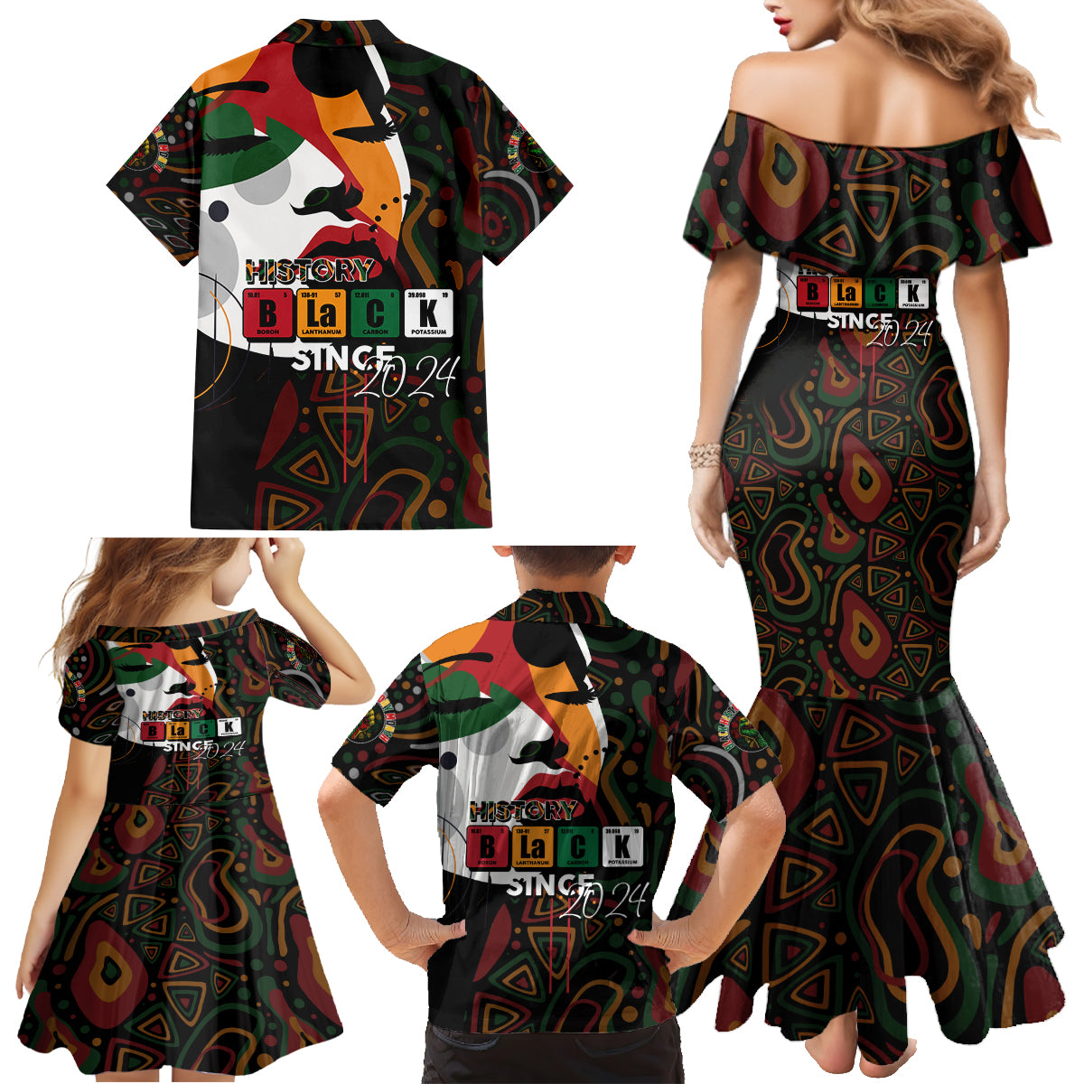 Personalized Black History Month Family Matching Mermaid Dress and Hawaiian Shirt Since 2024 Chemistry Style - Wonder Print Shop
