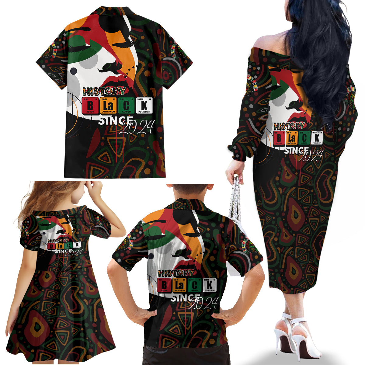 Personalized Black History Month Family Matching Off The Shoulder Long Sleeve Dress and Hawaiian Shirt Since 2024 Chemistry Style - Wonder Print Shop
