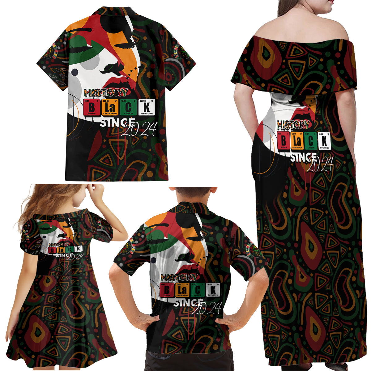 Personalized Black History Month Family Matching Off Shoulder Maxi Dress and Hawaiian Shirt Since 2024 Chemistry Style - Wonder Print Shop