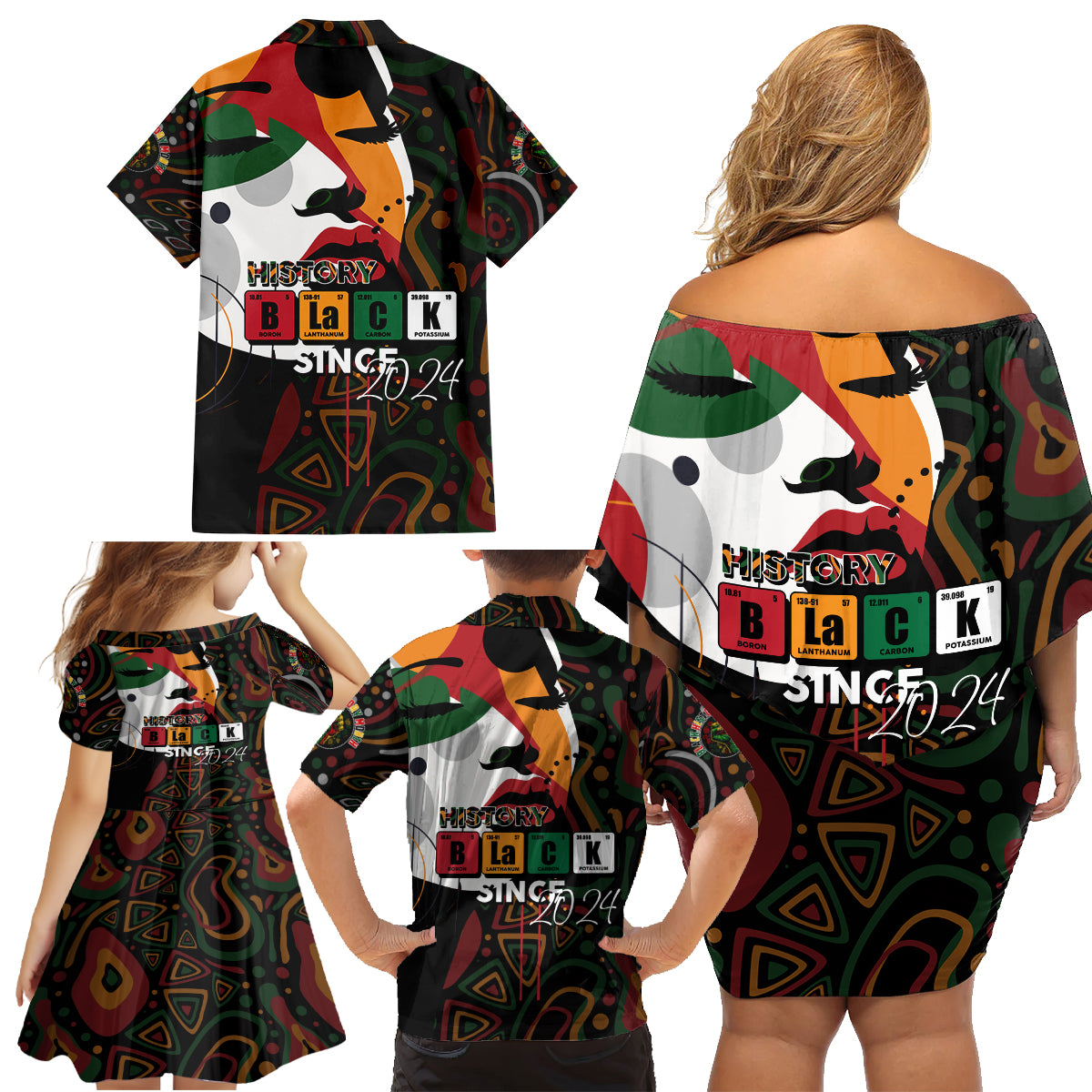 Personalized Black History Month Family Matching Off Shoulder Short Dress and Hawaiian Shirt Since 2024 Chemistry Style - Wonder Print Shop