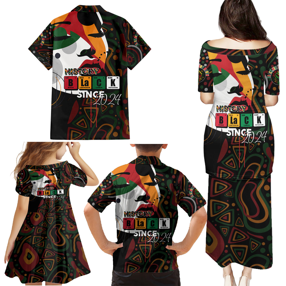 Personalized Black History Month Family Matching Puletasi and Hawaiian Shirt Since 2024 Chemistry Style - Wonder Print Shop