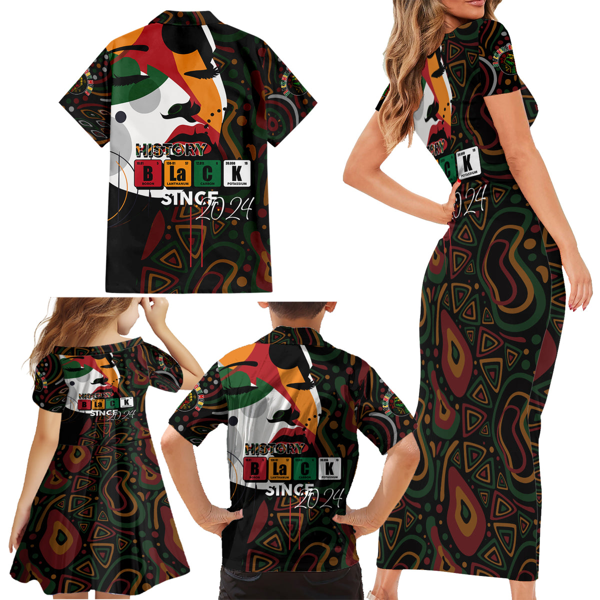 Personalized Black History Month Family Matching Short Sleeve Bodycon Dress and Hawaiian Shirt Since 2024 Chemistry Style - Wonder Print Shop