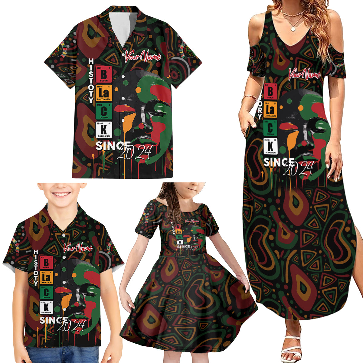Personalized Black History Month Family Matching Summer Maxi Dress and Hawaiian Shirt Since 2024 Chemistry Style - Wonder Print Shop