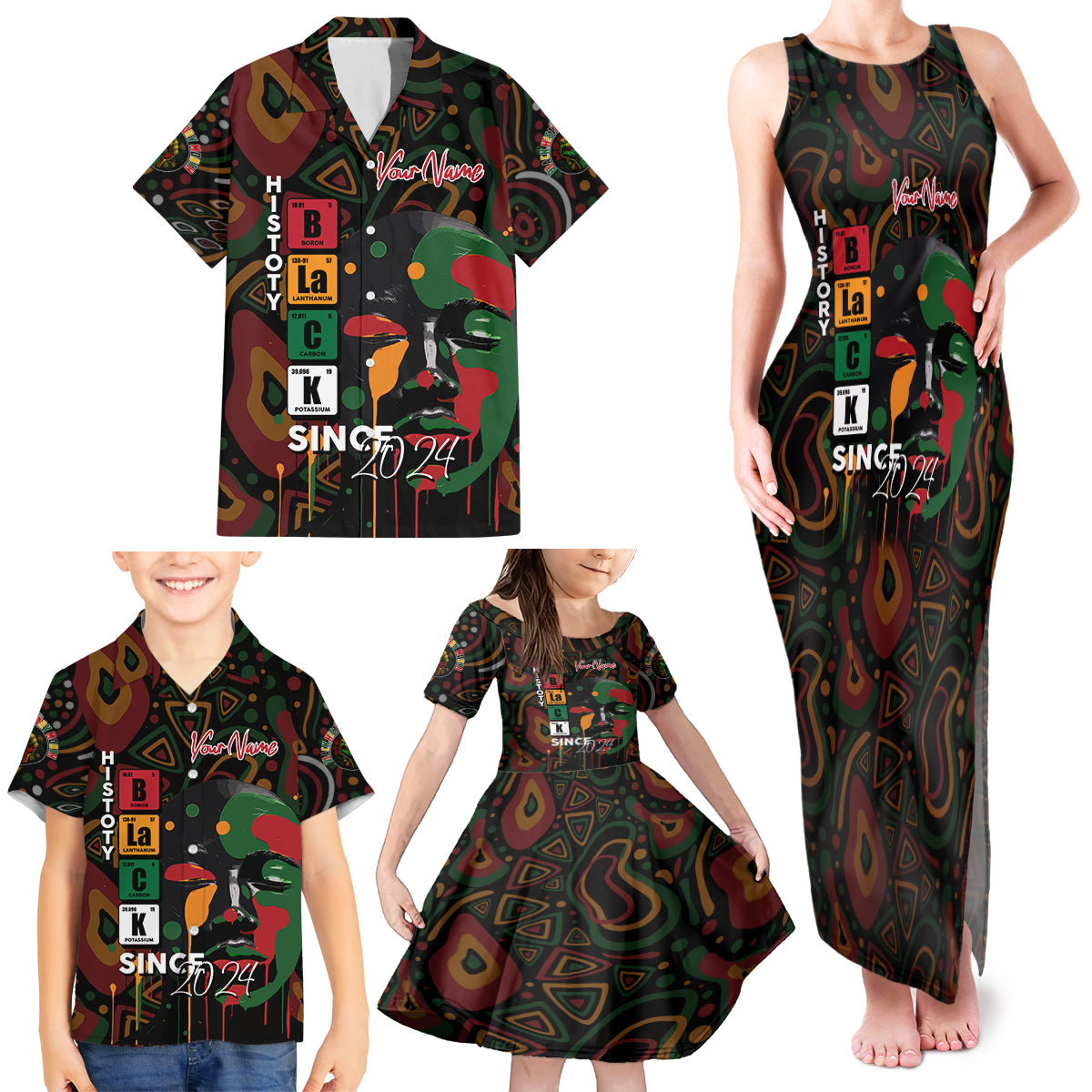 Personalized Black History Month Family Matching Tank Maxi Dress and Hawaiian Shirt Since 2024 Chemistry Style - Wonder Print Shop
