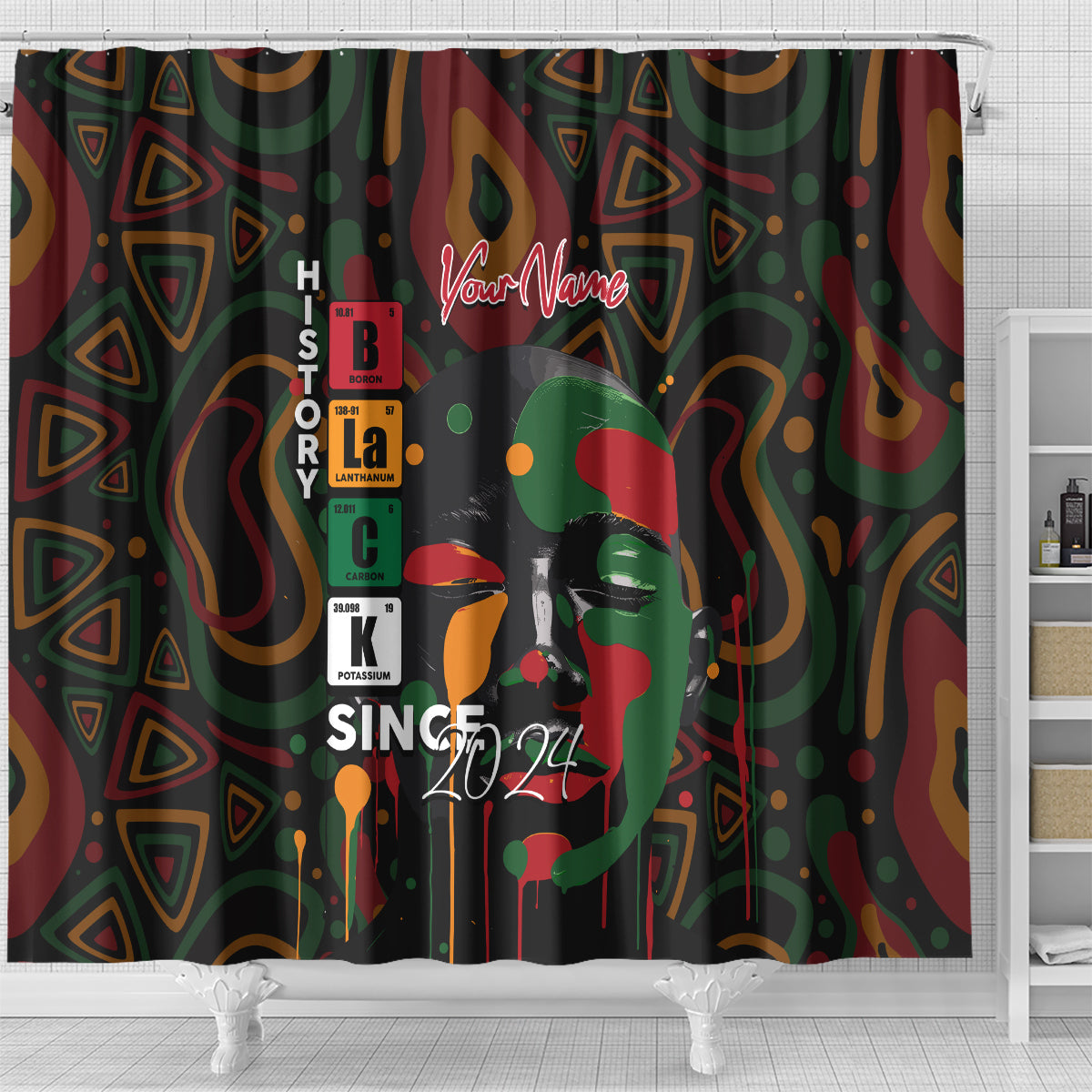 Personalized Black History Month Shower Curtain Since 2024 Chemistry Style