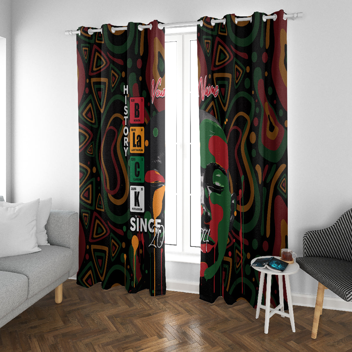 Personalized Black History Month Window Curtain Since 2024 Chemistry Style - Wonder Print Shop