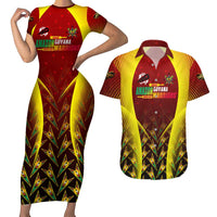 Personalised Guyana Cricket Amazon Warriors Couples Matching Short Sleeve Bodycon Dress and Hawaiian Shirt Unleashing the Power Battle Mode