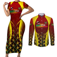 Personalised Guyana Cricket Amazon Warriors Couples Matching Short Sleeve Bodycon Dress and Long Sleeve Button Shirt Unleashing the Power Battle Mode