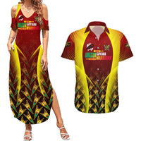 Personalised Guyana Cricket Amazon Warriors Couples Matching Summer Maxi Dress and Hawaiian Shirt Unleashing the Power Battle Mode