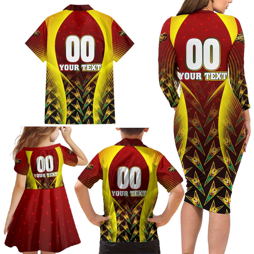 Personalised Guyana Cricket Amazon Warriors Family Matching Long Sleeve Bodycon Dress and Hawaiian Shirt Unleashing the Power Battle Mode