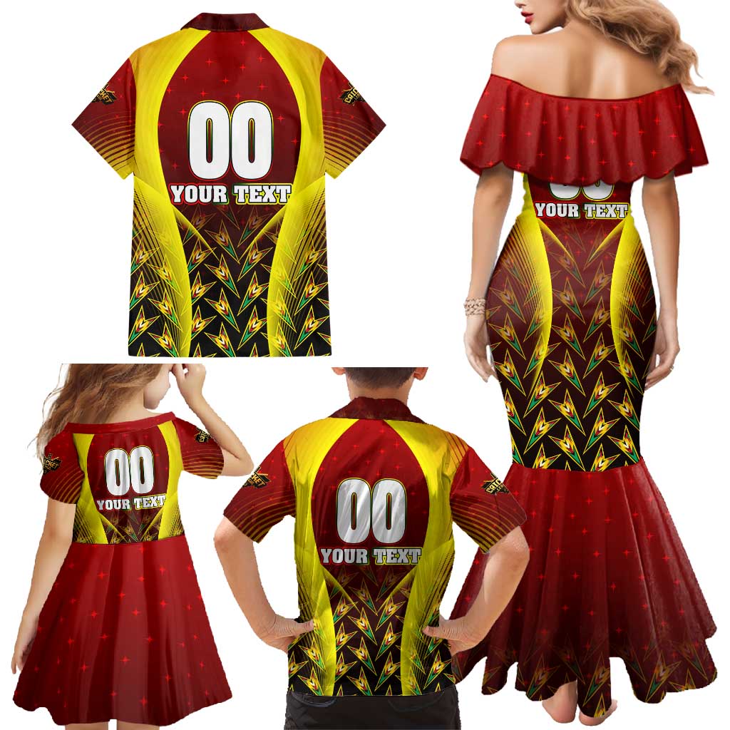 Personalised Guyana Cricket Amazon Warriors Family Matching Mermaid Dress and Hawaiian Shirt Unleashing the Power Battle Mode