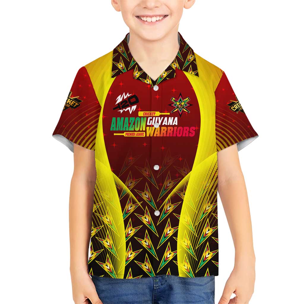 Personalised Guyana Cricket Amazon Warriors Family Matching Off Shoulder Short Dress and Hawaiian Shirt Unleashing the Power Battle Mode