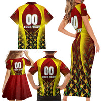 Personalised Guyana Cricket Amazon Warriors Family Matching Short Sleeve Bodycon Dress and Hawaiian Shirt Unleashing the Power Battle Mode