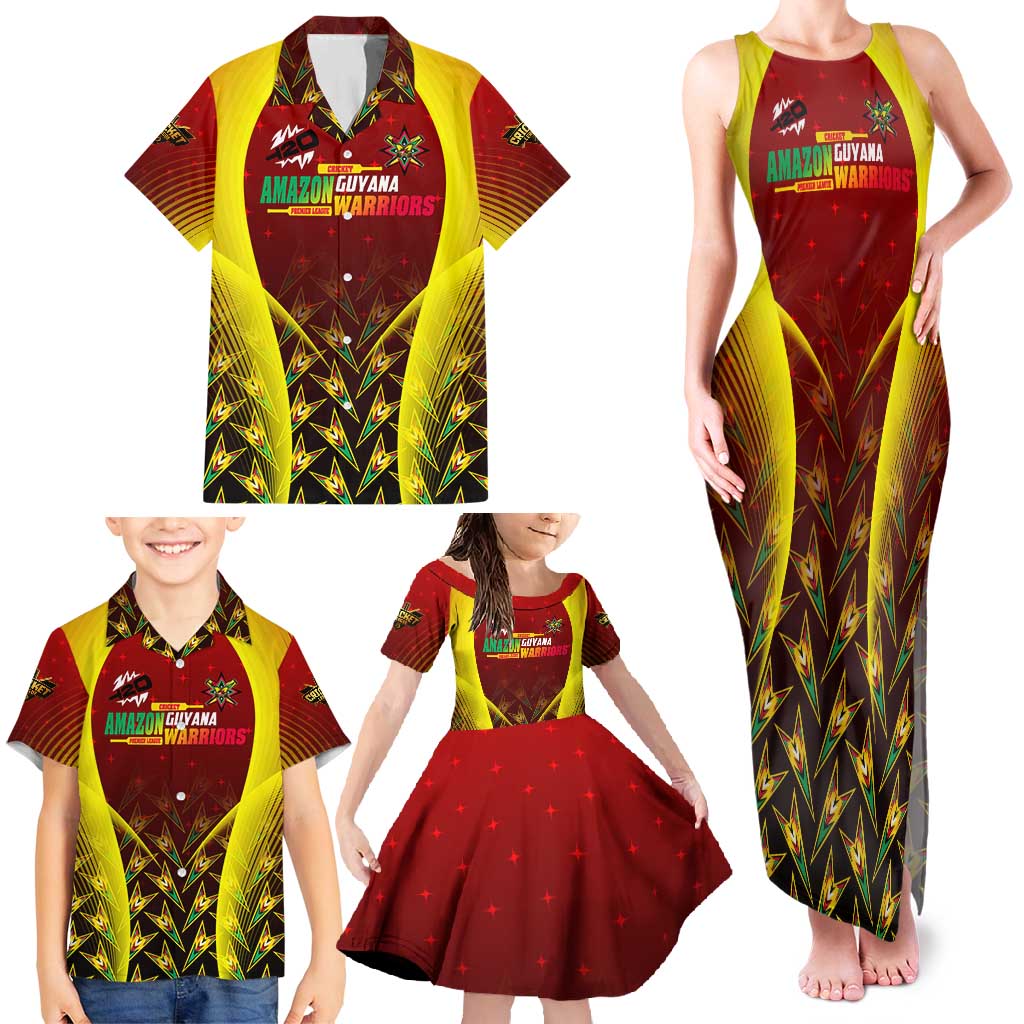 Personalised Guyana Cricket Amazon Warriors Family Matching Tank Maxi Dress and Hawaiian Shirt Unleashing the Power Battle Mode