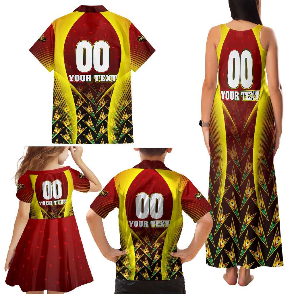 Personalised Guyana Cricket Amazon Warriors Family Matching Tank Maxi Dress and Hawaiian Shirt Unleashing the Power Battle Mode
