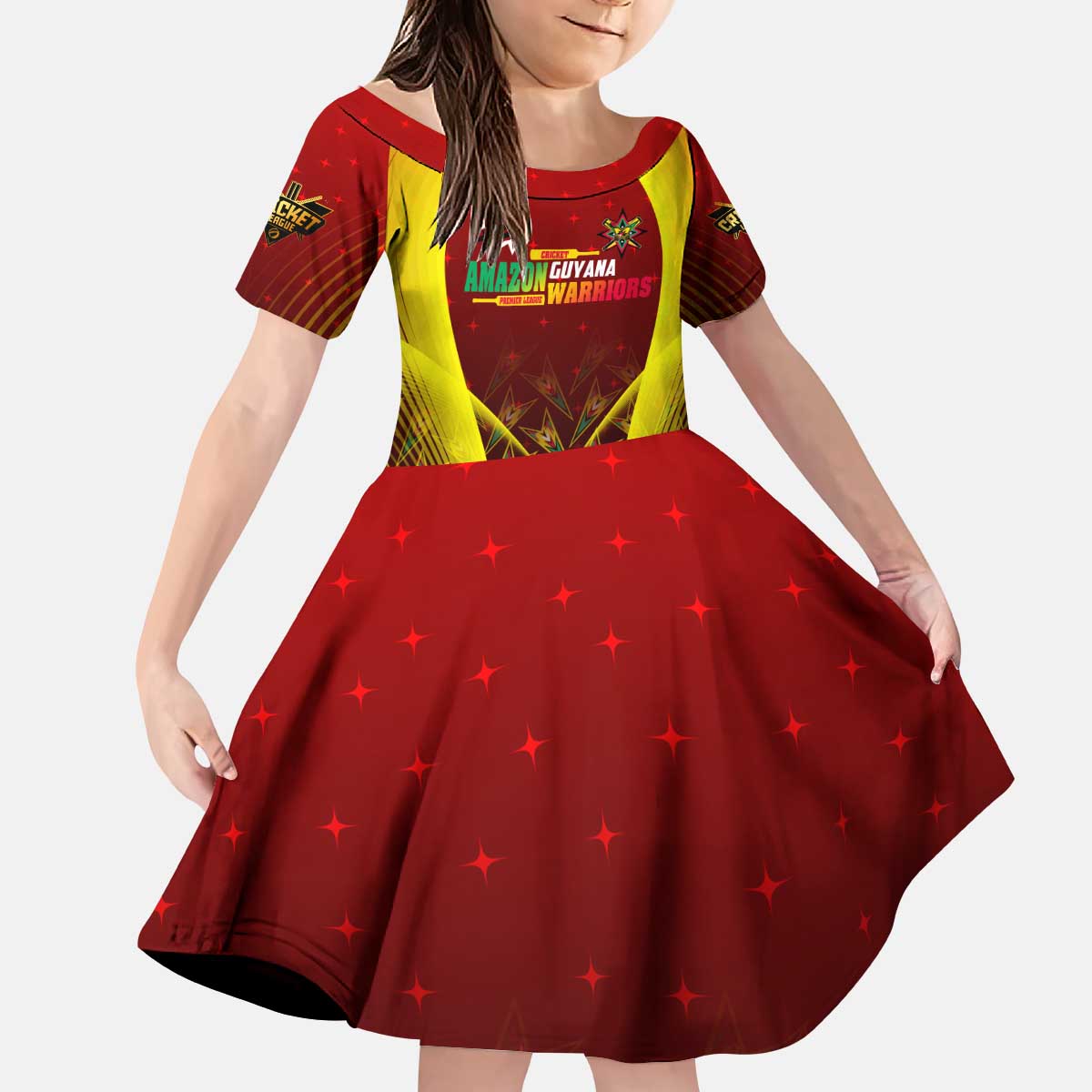 Personalised Guyana Cricket Amazon Warriors Kid Short Sleeve Dress Unleashing the Power Battle Mode