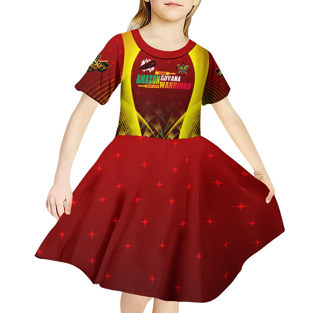 Personalised Guyana Cricket Amazon Warriors Kid Short Sleeve Dress Unleashing the Power Battle Mode