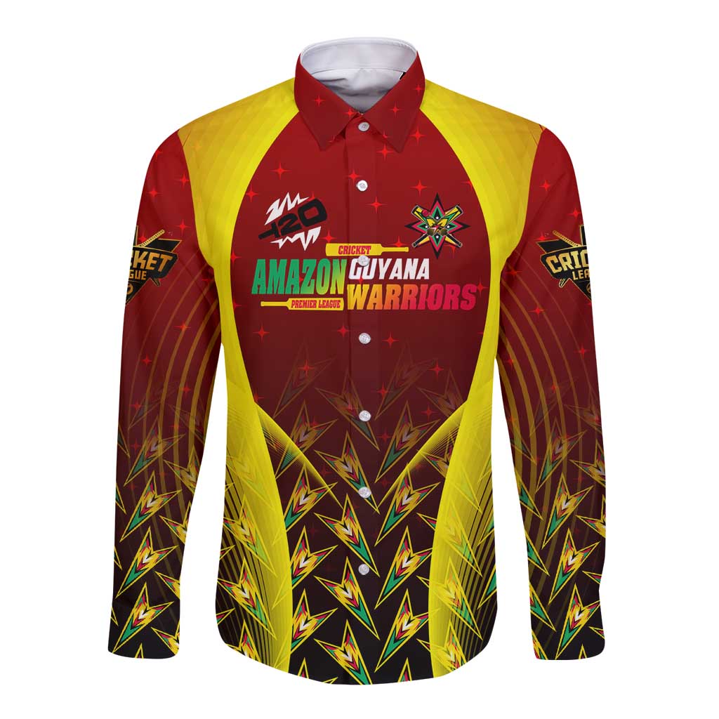Personalised Guyana Cricket Amazon Warriors Long Sleeve Button Shirt Unleashing the Power Battle Mode