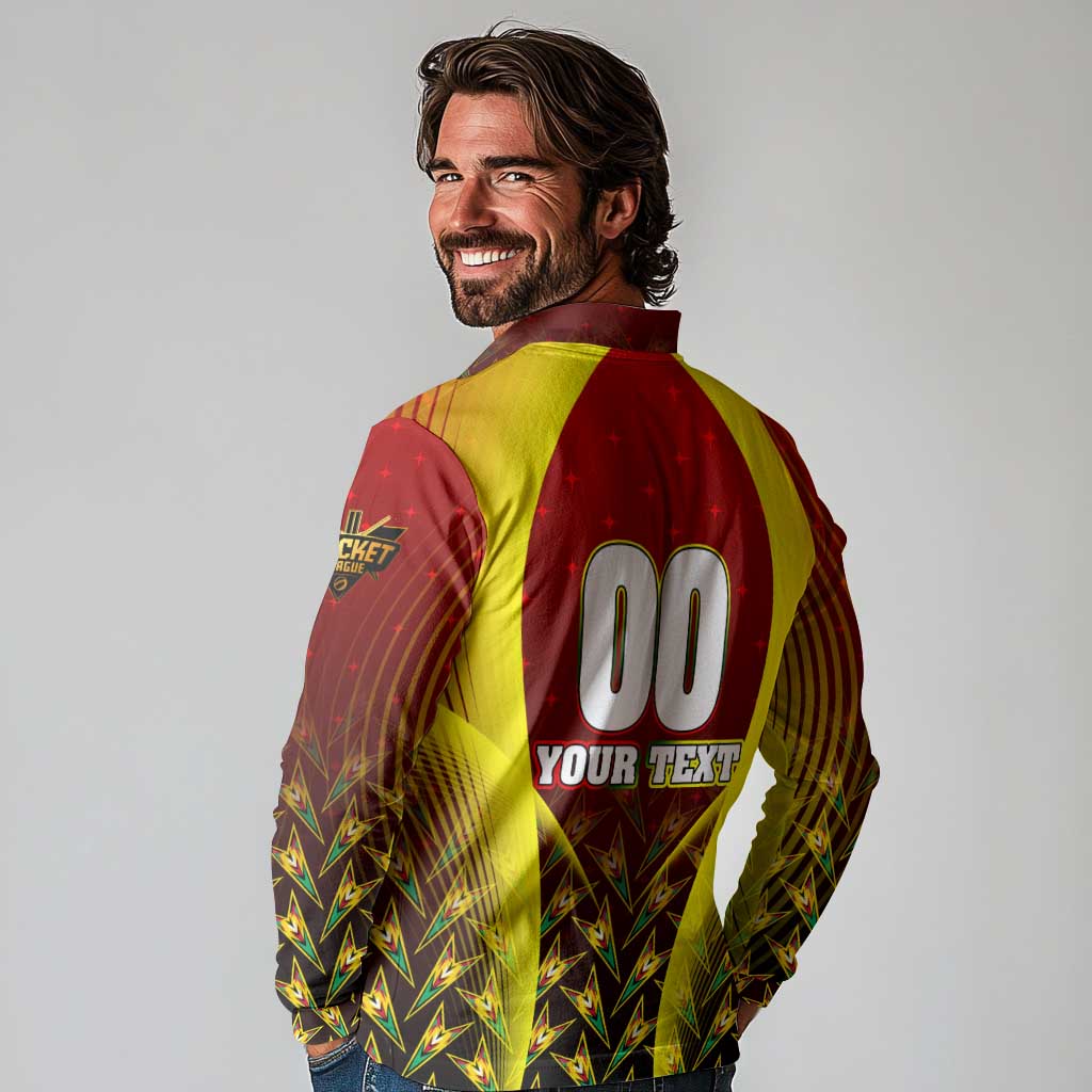 Personalised Guyana Cricket Amazon Warriors Long Sleeve Polo Shirt Unleashing the Power Battle Mode