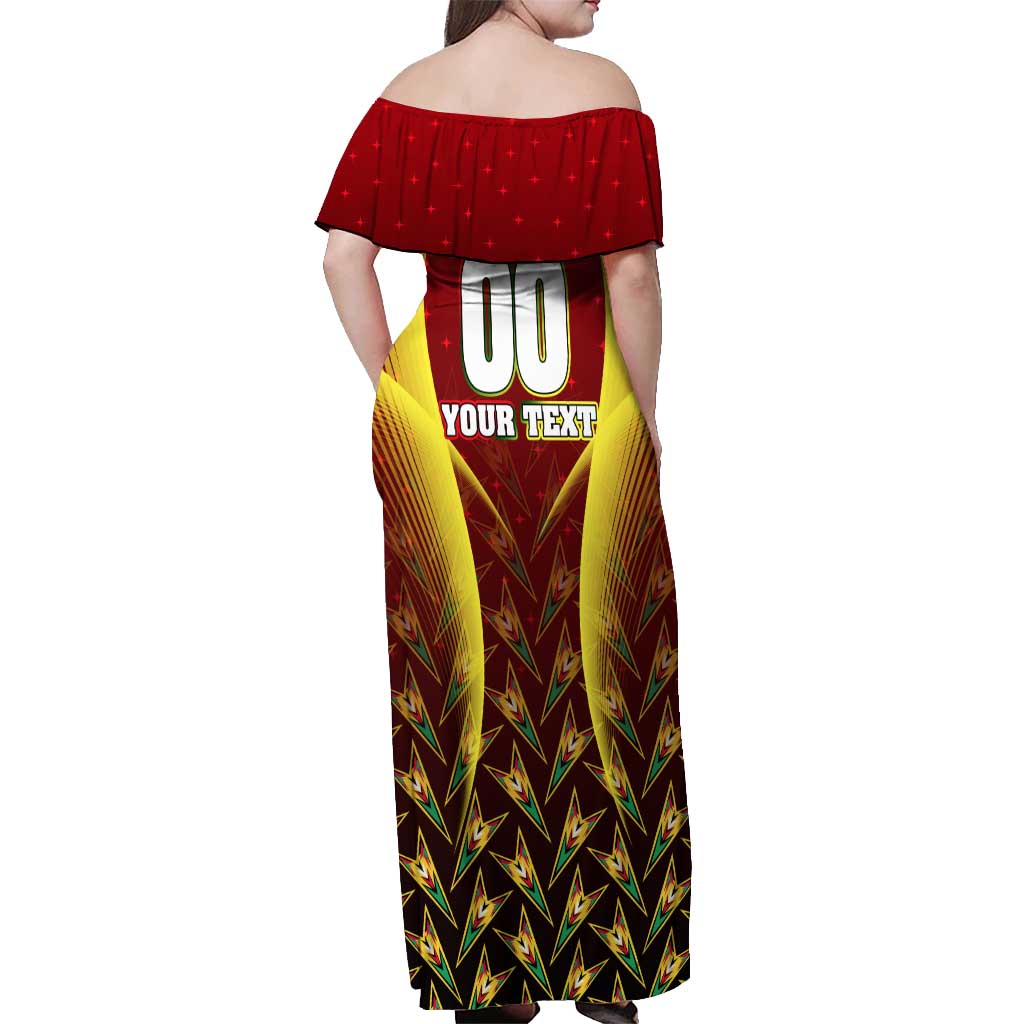 Personalised Guyana Cricket Amazon Warriors Off Shoulder Maxi Dress Unleashing the Power Battle Mode