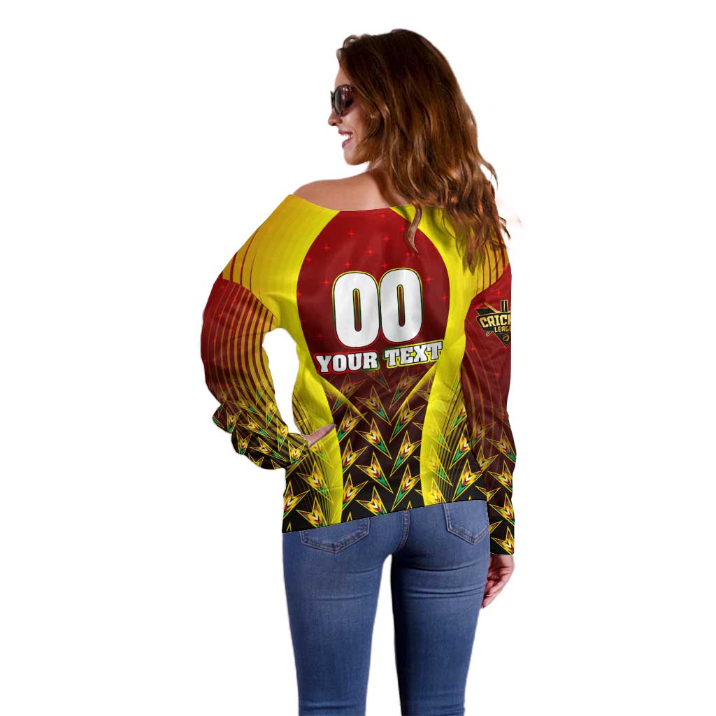 Personalised Guyana Cricket Amazon Warriors Off Shoulder Sweater Unleashing the Power Battle Mode
