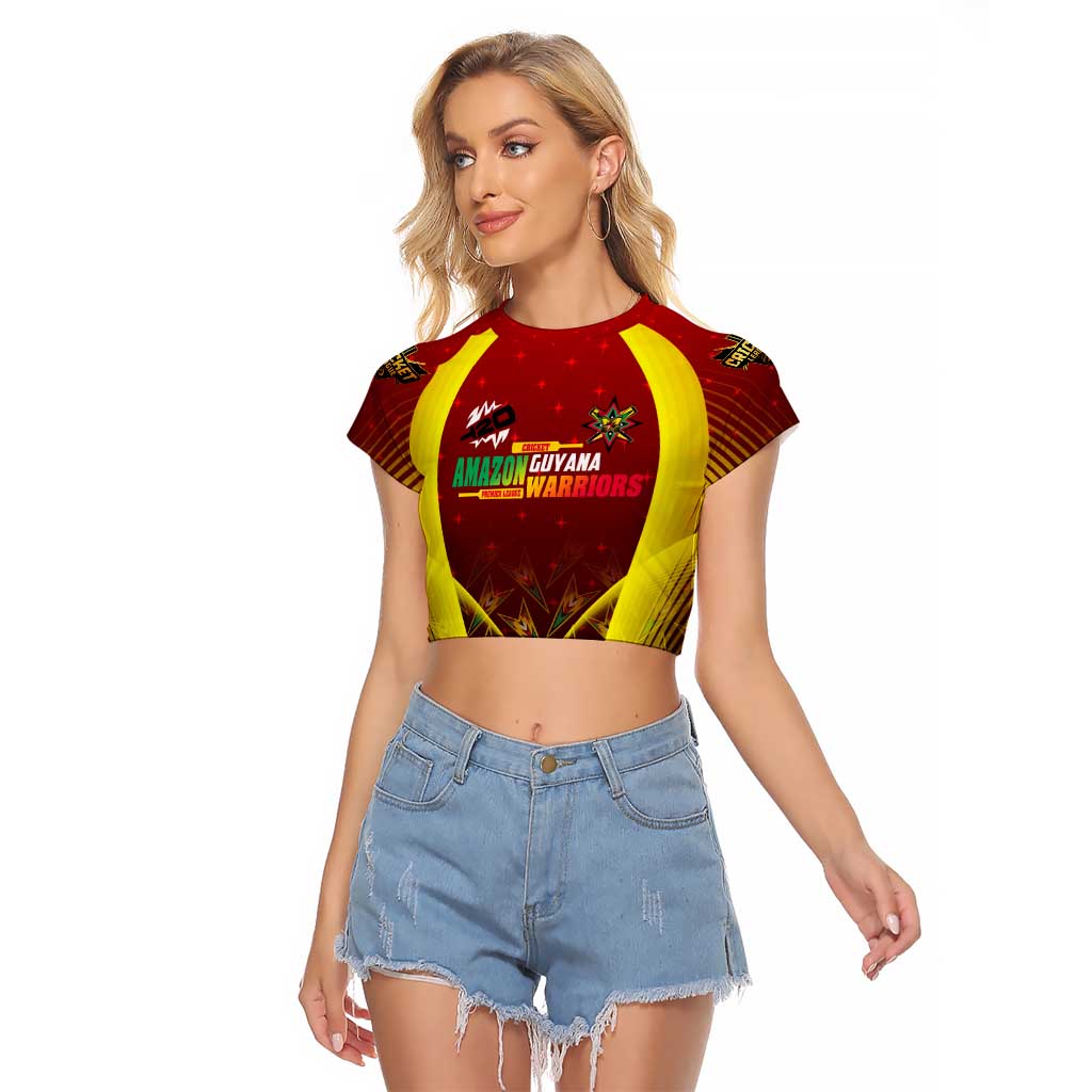 Personalised Guyana Cricket Amazon Warriors Raglan Cropped T Shirt Unleashing the Power Battle Mode