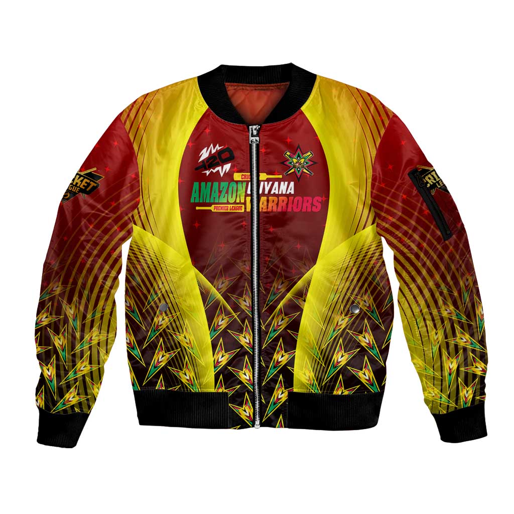 Personalised Guyana Cricket Amazon Warriors Sleeve Zip Bomber Jacket Unleashing the Power Battle Mode