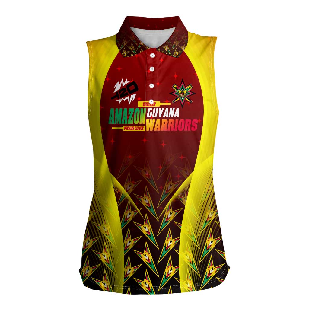 Personalised Guyana Cricket Amazon Warriors Women Sleeveless Polo Shirt Unleashing the Power Battle Mode