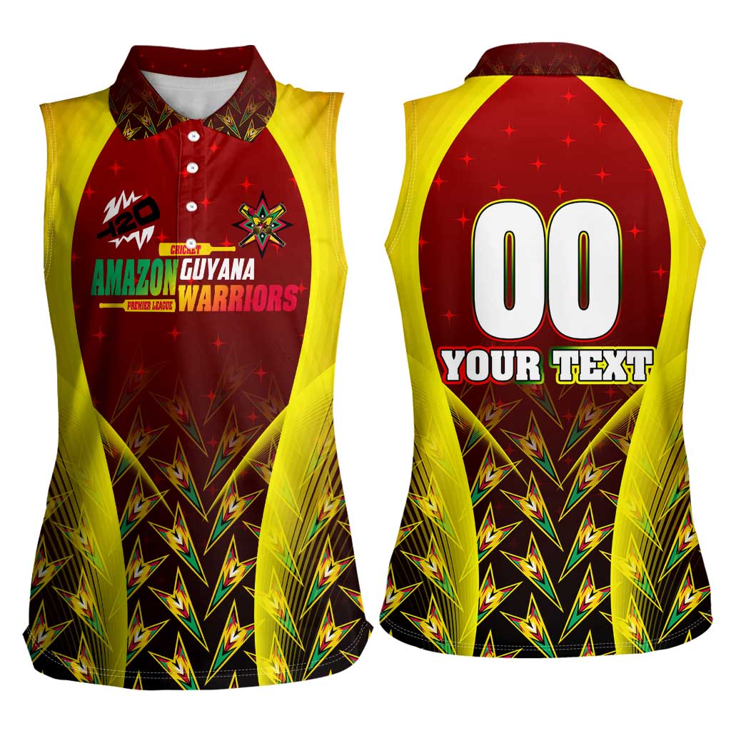 Personalised Guyana Cricket Amazon Warriors Women Sleeveless Polo Shirt Unleashing the Power Battle Mode
