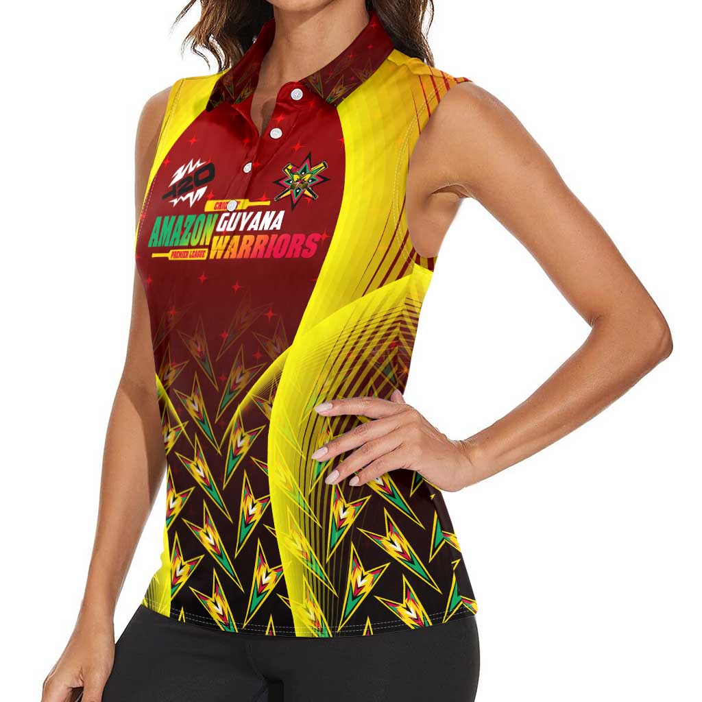 Personalised Guyana Cricket Amazon Warriors Women Sleeveless Polo Shirt Unleashing the Power Battle Mode