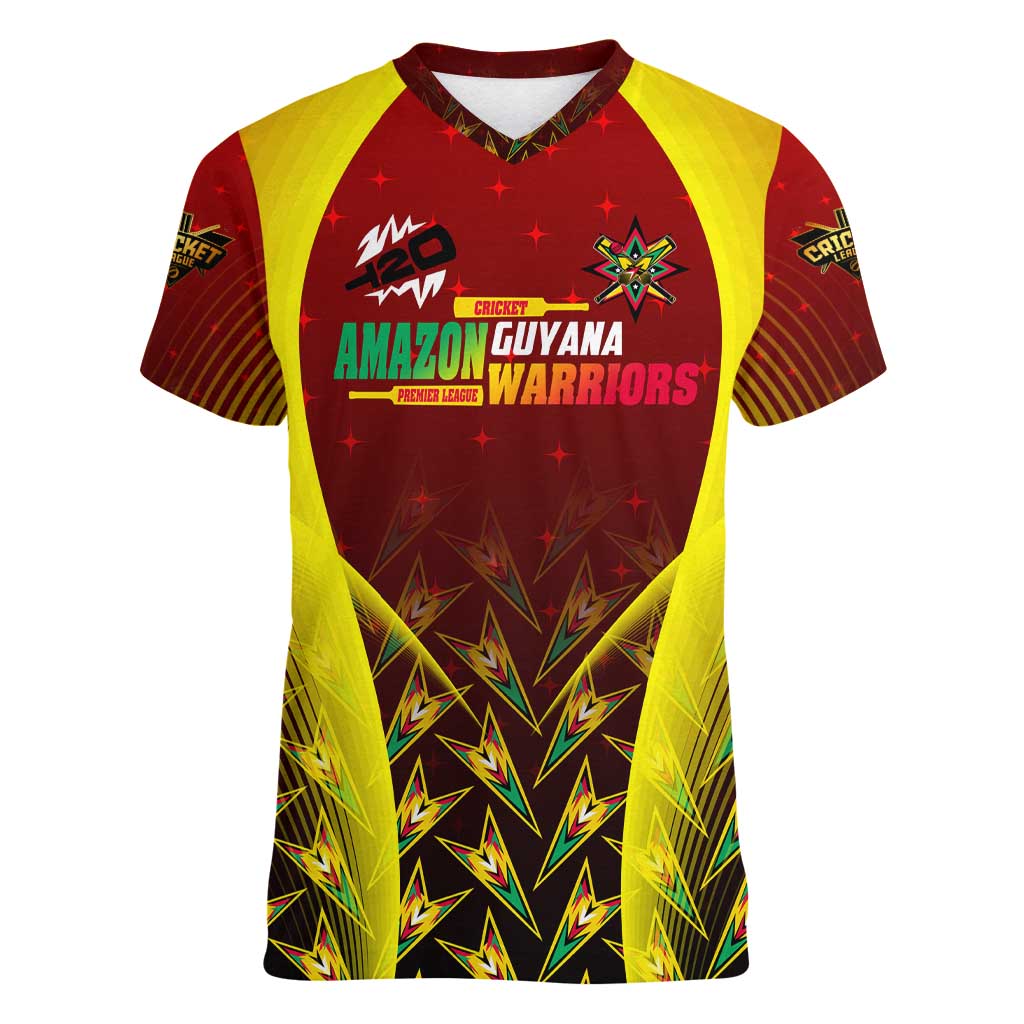 Personalised Guyana Cricket Amazon Warriors Women V-Neck T-Shirt Unleashing the Power Battle Mode