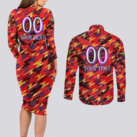 Personalised Trinidad and Tobago Cricket Knight Riders Couples Matching Long Sleeve Bodycon Dress and Long Sleeve Button Shirt Trinbago’s Thunder Charge