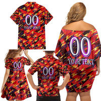 Personalised Trinidad and Tobago Cricket Knight Riders Family Matching Off Shoulder Short Dress and Hawaiian Shirt Trinbago’s Thunder Charge