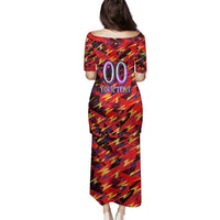 Personalised Trinidad and Tobago Cricket Knight Riders Family Matching Puletasi and Hawaiian Shirt Trinbago’s Thunder Charge