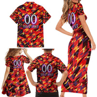 Personalised Trinidad and Tobago Cricket Knight Riders Family Matching Short Sleeve Bodycon Dress and Hawaiian Shirt Trinbago’s Thunder Charge