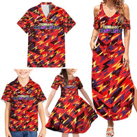 Personalised Trinidad and Tobago Cricket Knight Riders Family Matching Summer Maxi Dress and Hawaiian Shirt Trinbago’s Thunder Charge
