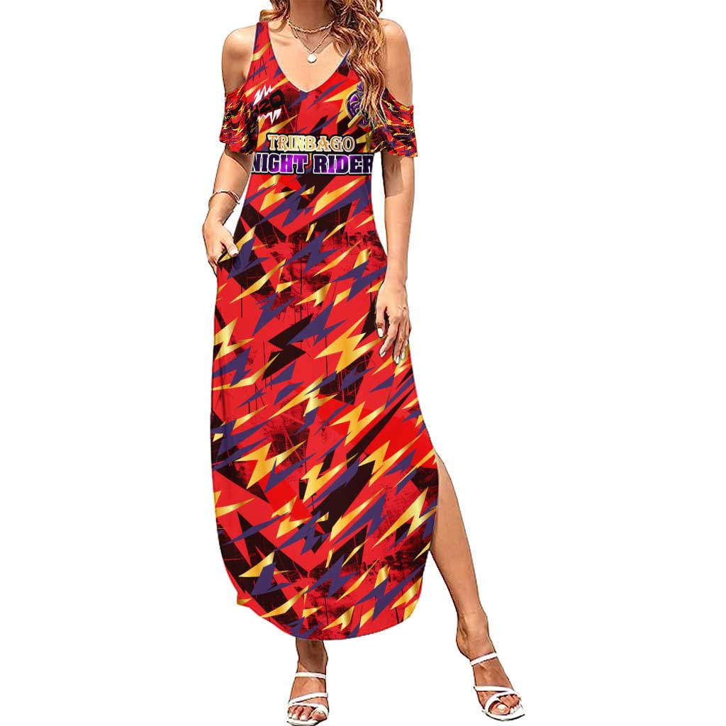Personalised Trinidad and Tobago Cricket Knight Riders Family Matching Summer Maxi Dress and Hawaiian Shirt Trinbago’s Thunder Charge